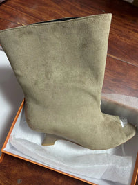 2025 Spring and Autumn Women's Fish Mouth Thick High Heels Knee Length Women's Boots Fashion Slope Heel Large Summer Cool Boots