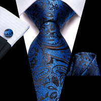 Hi-Tie Blue Business Solid 100% Silk Men&#39;s Tie NeckTie 8.5cm Ties for Men Formal Luxury Wedding High Quality Gravata