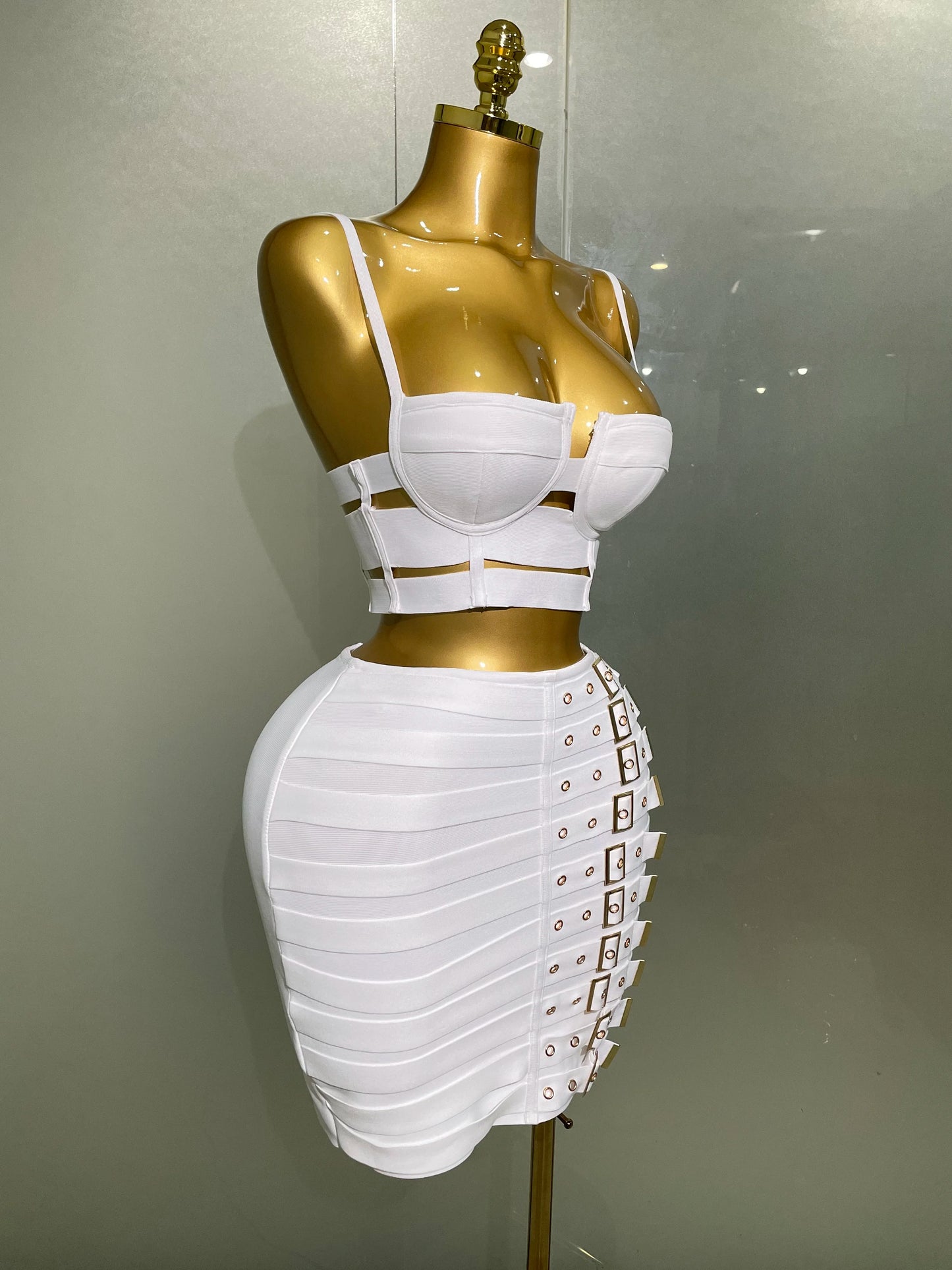 2025 New Arrival High Quality Women Sexy Bandage Tops Fashion Pencil Skirts Set Nightclub Party Celebrate Women's Set
