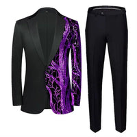 Red Sequin Blazer & Pants Set , Men's Shiny Party Outfit Suits for Weddings, Concerts & Festive Celebrations