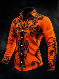 Men's Casual Long Sleeve Button up Shirt 3D Printed Ethnic Art Patterns Fashionable Comfortable Top