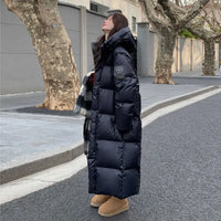 Winter Women Clothing Warm Long Parka Thick Over-the-knee Puffer Jacket Zipper Black Cotton-padded Coats Windproof Jackets New