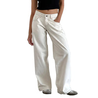 Retro Washed Jeans Women'S Design Sense Mid Waisted Straight-Leg Pants Loose Wide-Leg Mopping Pants Jeans Pants For Woman Jean