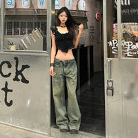 Women Blue Gothic Emo Baggy Y2k Wide Jeans Vintage Grunge Jean Pants Harajuku Oversize Denim Trousers Alternative Clothes 2026