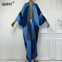 WINYI winter coat Africa women Retro Geometric print Luxury Fur Loose OverCoat Thick Warm long down coat Europe cardigan jacket