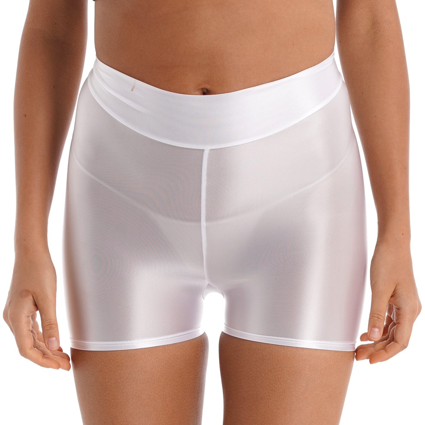 Women Glossy Shorts Spandex Short Leggings Seamless Tight Smooth Elastic Shiny Biker Shorts