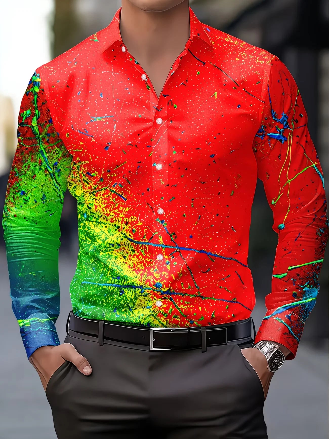 New Van Gogh Starry Sky Sunflower 3D Printed Men's Long Sleeve Shirt with Collar Art Style Shirt Clothing