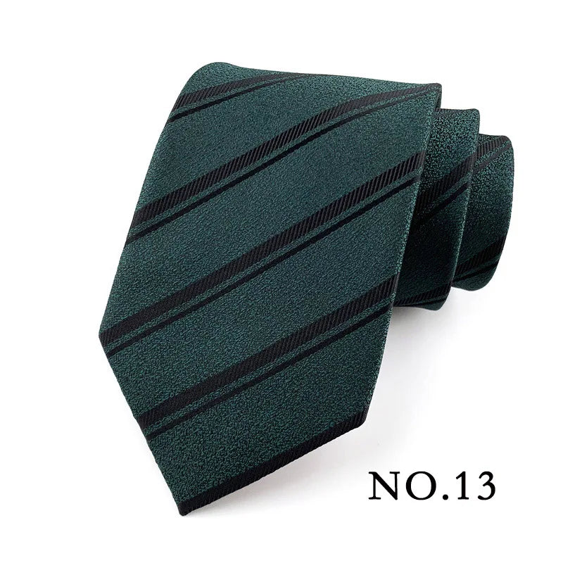 Fashion 8CM Mens Necktie Polka Dot Stripes Paisley Ties For Man Jacquard Woven Ascot Green Color Business Party Accessories