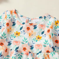 1-4 Years Toddler Girl Fashion 2Pcs Clothing Set Long Sleeve Floral Blouse+Ripped Holes Jeans Spring&Autumn All Match Suit