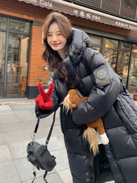 Winter Women Clothing Warm Long Parka Thick Over-the-knee Puffer Jacket Zipper Black Cotton-padded Coats Windproof Jackets New