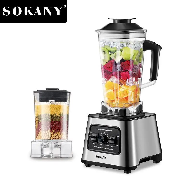 Multi-Function Professional Blender, Professional-Grade 6000W, 2.5 liters Low-Profile Container, Silver, Self-Cleaning