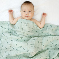 HappyFlute Baby Muslin Swaddle 100% Cotton Summer Soft Cute Print Baby Blanket 120*110CM