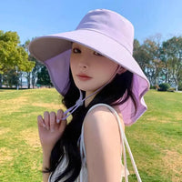 Women Sun Hat Anti-UV UPF 50+ Hiking Fishing Hats Wide Brim Foldable Summer Beach Hat with Neck Cover Outdoor Visor Caps
