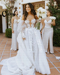 CHANDELA Off the Shoulder Wedding Dress Detachable Long Sleeves Bridal Gowns vestido de novia Lace Appliques Customised