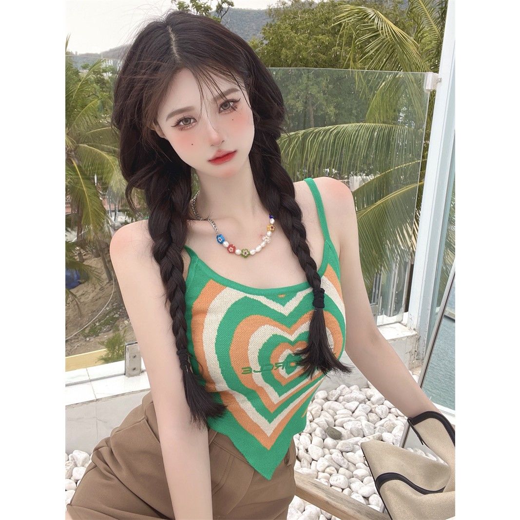 Sweet Heart Knitted Crop Top Women Camis Tank Tops Sexy T Shirt Fashion Tube Top 2022 Fashion