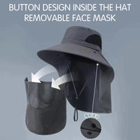 Outdoor Sun Fishing Hat with Neck Cover Breathable UV Protection Wide Brim for Hiking Beach Summer Adults