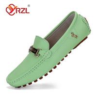 YRZL Shoes Men Handmade PU Leather Loafer Casual Driving Flats Slip-on Shoes Luxury Comfy Moccasins White Loafers Shoes for Men