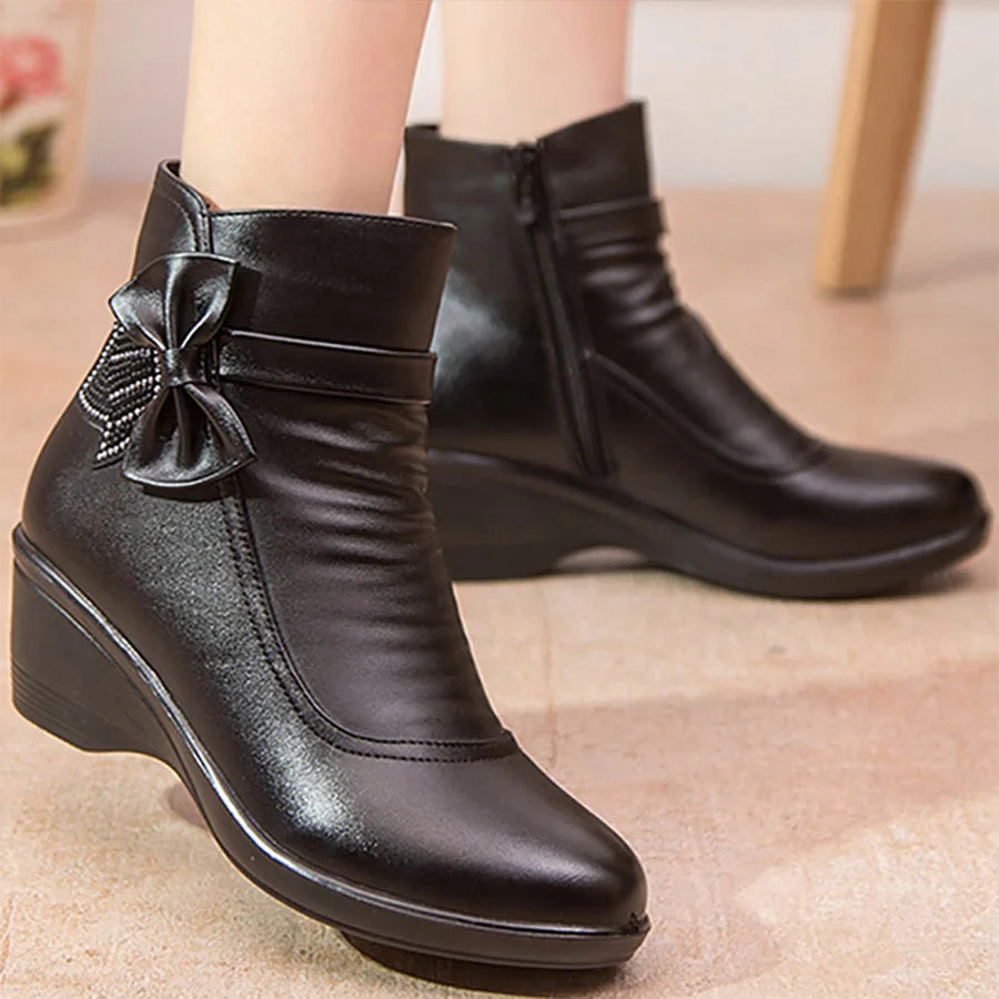 Winter for Women Ankle Snow Boots PU Leather Female Fashion Thick Plush Warm Waterproof Non slip Outdoor Shoes Luxury