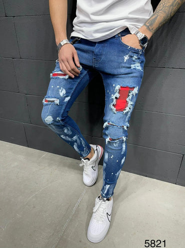 Men Pants Fashion Men Casual Pants Stretch Jeans Skinny Work Trousers Male Vintage Wash Plus Size Jean Slim Fit for Men Clothing