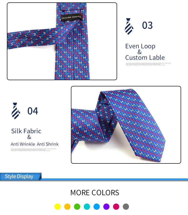 Tailor Smith 100% Silk Ties For Men Handmade Necktie With Animal Pattern Tie Father's Day Birthday Gift Tie