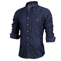 VISADA JAUNA 2019 Men‘s Solid Color Long-Sleeved Shirt  Slim Fit  Fashion Business Casual Male Shirts Big Size 2XL N5040