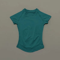 HISTELLO Sport Short Sleeve Top Women Gym Yoga Top Workout Clothes Sports T Shirt Fitness Activewear Running Tight Tops