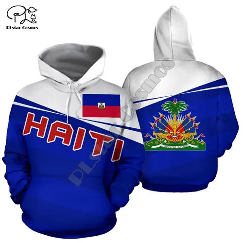 Tessffel Country Emblem Flag Caribbean Sea Haiti Island Retro Pullover Men/Women Tracksuit Jacket 3Dprint Streetwear Hoodies A12