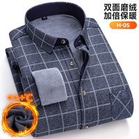 Winter Warm Men's Plaid Shirts Thickened Flannel Casual Menswear Long Sleeve Plus Size Office Workwear Casual Male Check Shirts