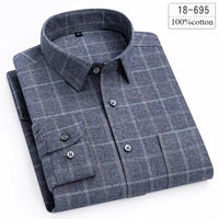 Luxury high-quality100%cotton houndstooth full shirts for men slim fit Casual shirt long-sleeve plaid soft designer clothes ropa