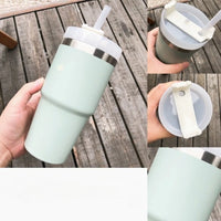 30OZ 304 Stainless Steel Insulated Cup Large Capacity Straw Coffee Travel Cup Cold and Heat Keeping Car Cup Thermos Tumbler