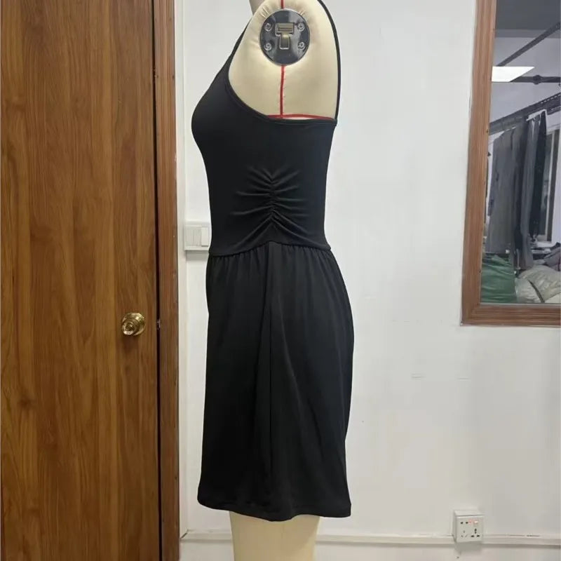 Spring And Summer Women's Fashionable Sleeveless Jumpsuit, Casual Adjustable Shoulder Strap Pleated Slim Short Jumpsuit
