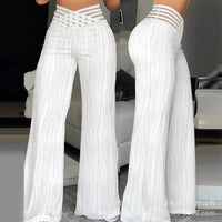 Houndstooth Print High Waist Work Pants Women Plaid Summer Spring Fashion Ankle Length Pants Office Lady