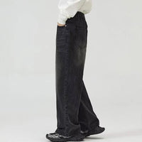 Male Classic America Hip Hop Rap Jeans Wide Leg Youth Popular Jeans Men Straight Leg Retro Loose Trousers Oversized Denim Pants