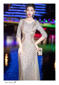 Evening Gown High-end Banquet Niche Light Luxury Host Steel Companion Conductor Choir Performance Costume Women's Long Dress WLF