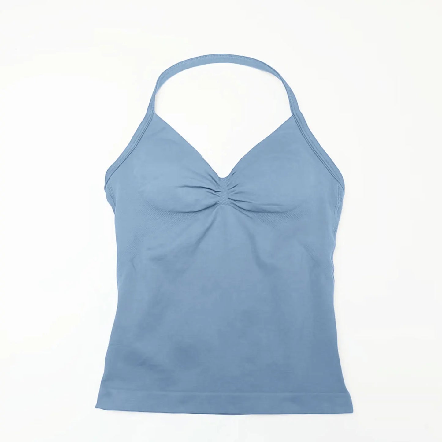 NCLAGEN Gym Longline Strappy Top Women Seamless Yoga Tank With Removable Pads V Neck Workout Clothes Sports Running Fitness Vest