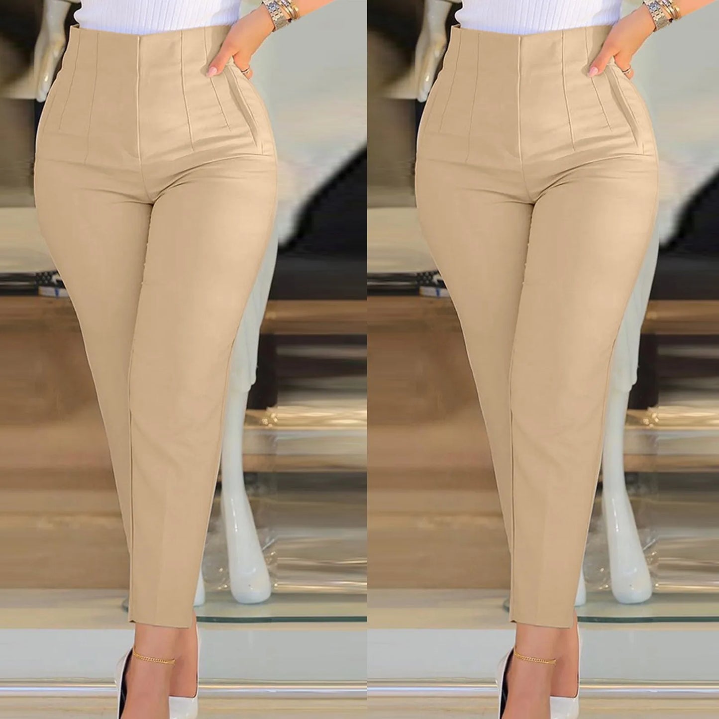 Women High Waist Cropped Work Pants Plaid Dress Pants for Women Business Casual Dress Pants for Women Business Casual