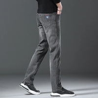 Jeans men straight tube loose 2024 autumn new item business elastic men's versatile casual pants trendy brand long pants men