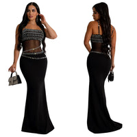 Fashion Women's Hot Diamond Mesh Dresses Summer New Sexy Transparent Lace Party Elegant Female Maxi Dress 2025