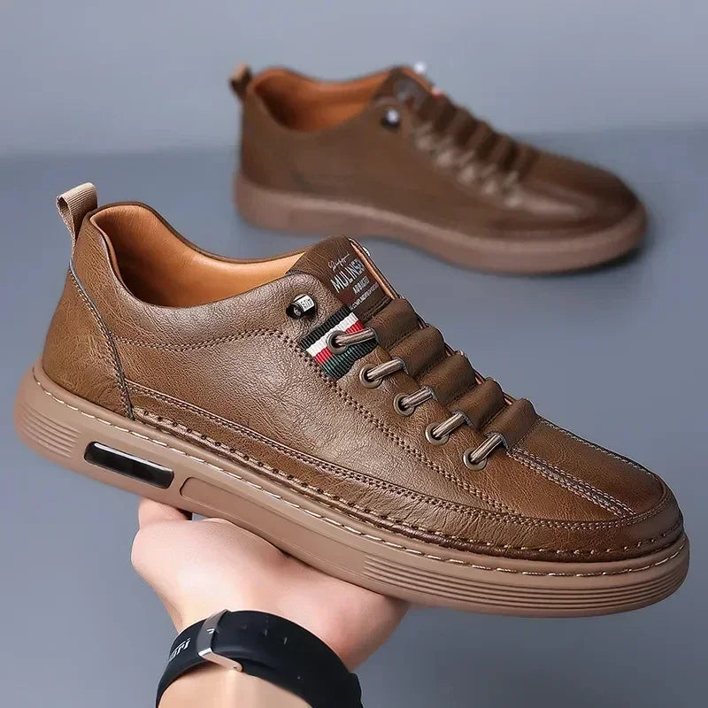 Classic 2025 Brand Original High Quality Men's Shallow Mouth Leather Casual Walking Shoes Outdoor Indoor Two Wear Shoes