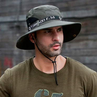 Fashion Summer Bucket Hat Sun Hats for Men Outdoor Fishing Travel Safari UV Protection Beach Hats Mesh Breathable Wide Brim Hat