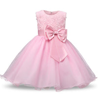 Girls Christmas Dress Formal Sleeveless Girls Party Dresses Back Hallow Out Kids Ball Gown Flower Bowknot Girl Princess Dress