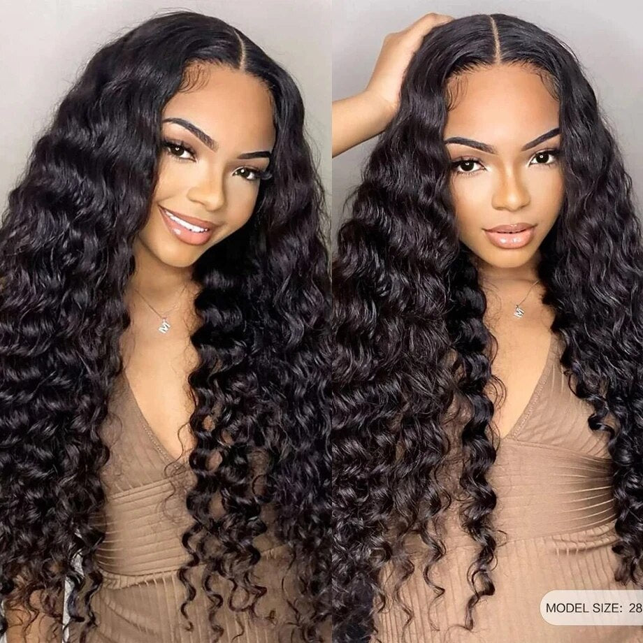 13x4 Loose Deep Wave Lace Front Wigs For Black Women Pre Plucked With Baby Hair Curly Human Hair Wigs Deep Wave Frontal Wigs