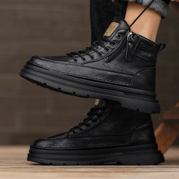 Men's high top boots new casual fashion comfort casual boots wear-resistant height increasing versatile high top workwear boots