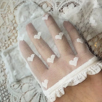 Lolita Skirt Base Socks White Lace Thin Ruffle Long Knee-high Sock for Kids Baby Princess Style Heart Bow Pattern Mesh Stockings