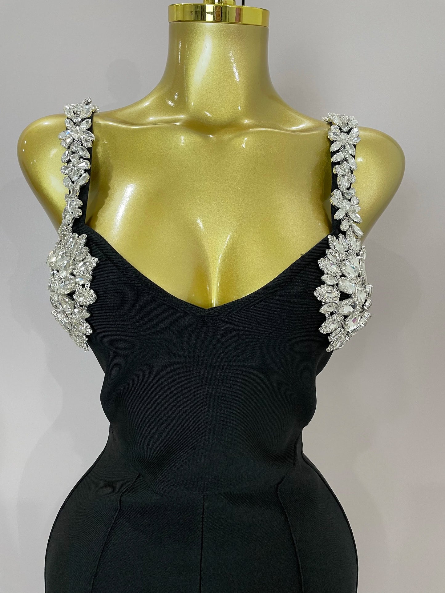 Shining Diamonds Womrn Sexy V-Neck Sleeveless Bandage Jumpsuit Celebrity Elegant Evening Party Club High Quality Birthday Outfit