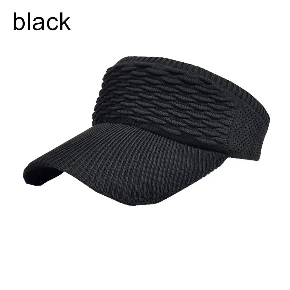 New High Quality UPF50+ Wide Brim Visor Hat for Women Straw Beach Sun Visor Foldable Ponytail with UV Protection Summer Anti-UV
