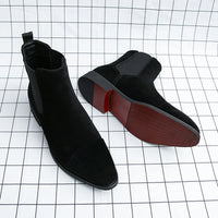 Chelsea Boots for Men Red Sole Pu Ankle Business Round Toe Slip-On Mens Boots Free Shipping Size 38-46 Men Shoes