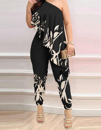 2023 Sexy New Fashion Printed One Shoulder Jumpsuit