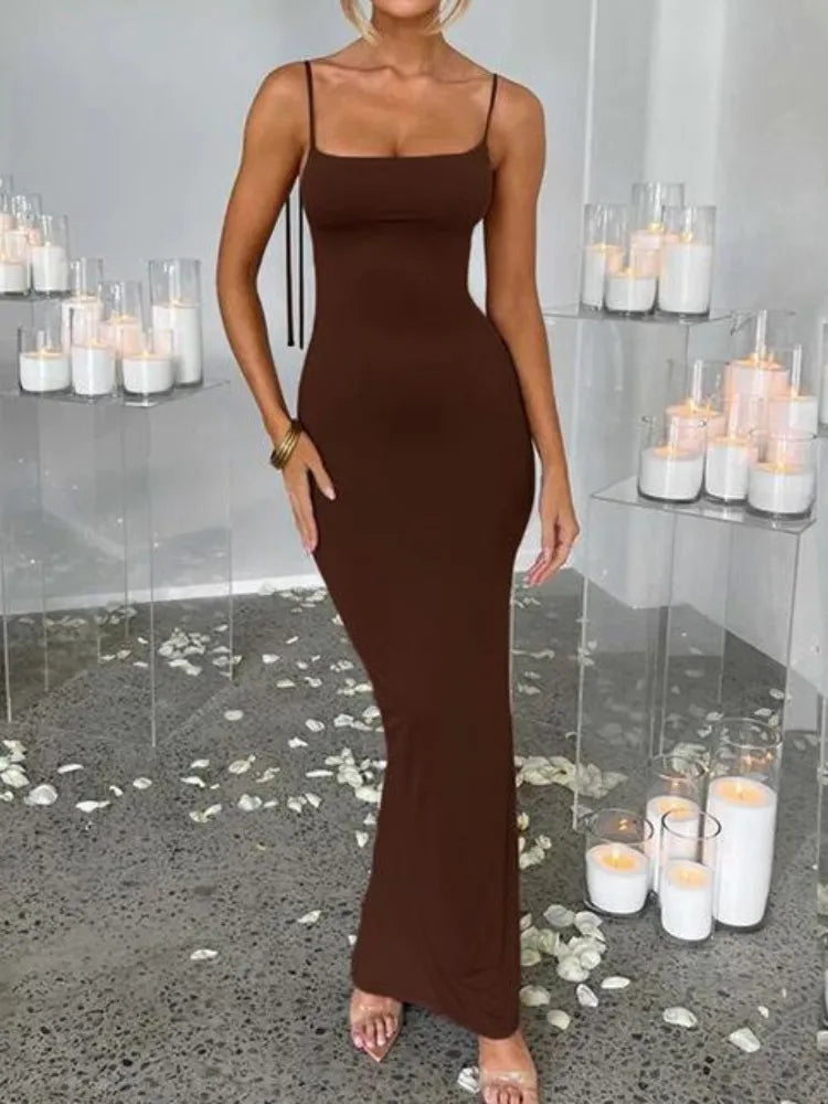 Elegant Deep Open Back Backless Slim Maxi Dress Women Spaghetti Strap Mega Mart Center Elegant Deep Open Back Backless Slim Maxi Dress Women Spaghetti Strap Mega Mart Center