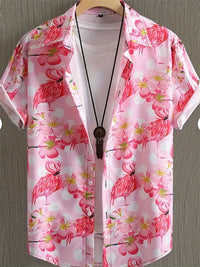Men's Lapel Button Down Shirt T-Shirt New Floral Print Hawaii Beach Vacation Short Sleeve Breathable Fashion Men's Shirt Tops